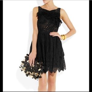 Nina Ricci Eyelet A-line Lace Black Ruffle Dress